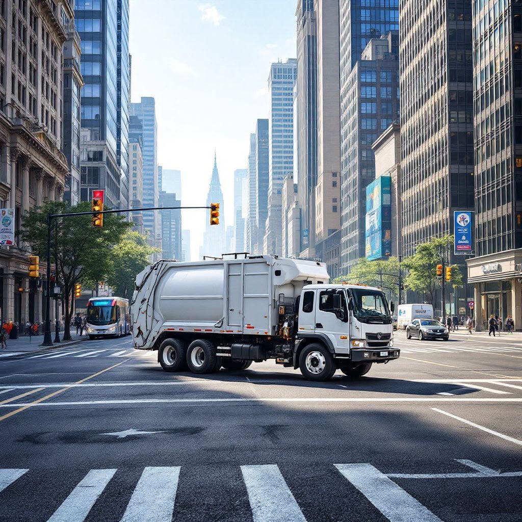 Collection vehicle operating in a dense city